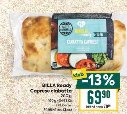 BILLA Ready Caprese ciabatta 200 g