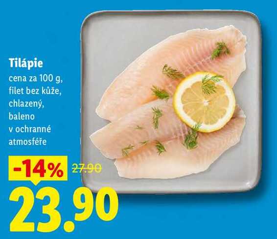 Tilápie, cena za 100 g