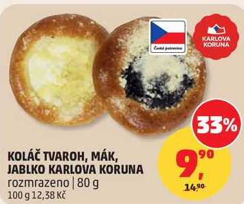 KOLÁČ TVAROH, MÁK, JABLKO KARLOVA KORUNA 80 g