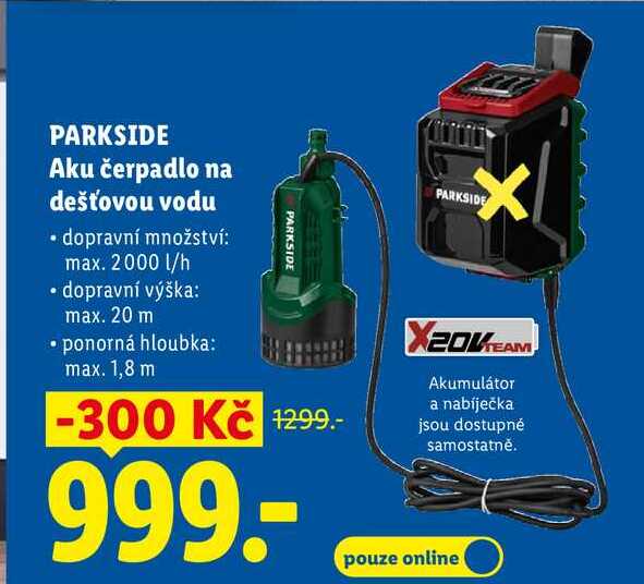 PARKSIDE Aku čerpadlo na dešťovou vodu 