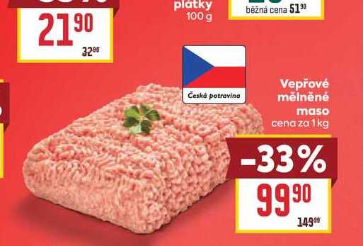 Vepřové mělněné maso cena za 1kg 