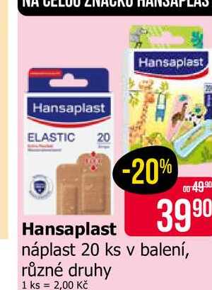 Hansaplast náplast 20 ks v balení, různé druhy