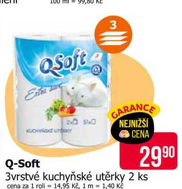 Q-Soft 3vrstvé kuchyňské utěrky 2 ks