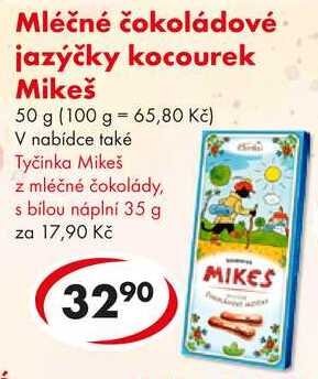 Mléčné čokoládové jazýčky kocourek Mikeš, 50 g