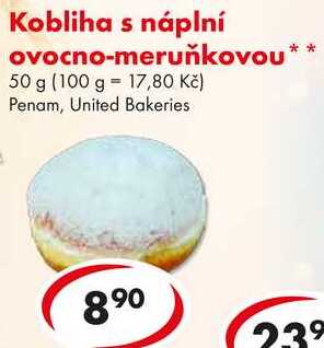 Kobliha s náplní ovocno-meruňkovou, 50 g 