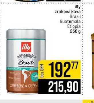 illy zrnková káva Brazil Guatemala Etiopia 250 g