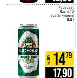 Radegast Rázná 10 světlé výčepní 0,5l