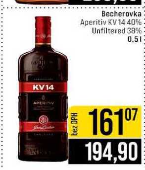 Becherovka Aperitiv KV 14 40% Unfiltered 38% 0.5l