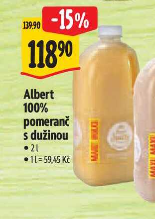 Albert 100% pomeranč s dužinou 2 l