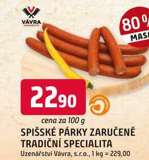 SPIŠSKÉ PÁRKY 100g