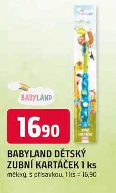 BABYLAND DĚTSKÝ ZUBNÍ KARTÁČEK 1 ks měkký, s přísavkou