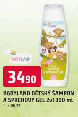 BABYLAND DĚTSKÝ ŠAMPON A SPRCHOVÝ GEL 2v1 300 ml 