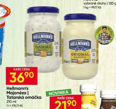 Hellmann's tatarská omáčka, majonéza 210ml, vybrané druhy