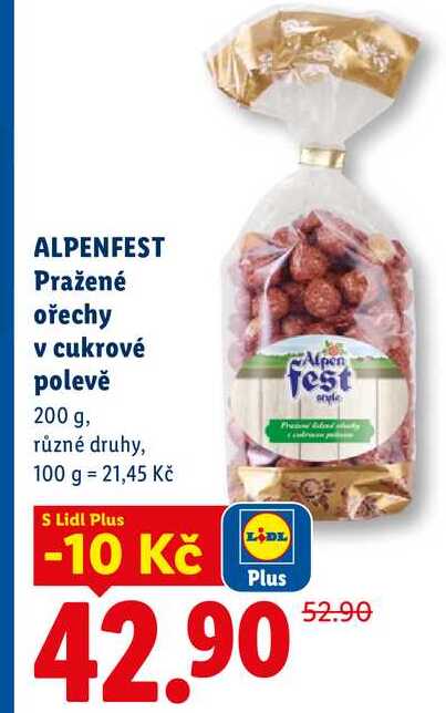 ALPENFEST Pražené ořechy v cukrové polevě, 200 g 