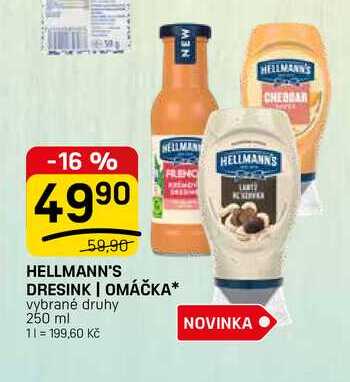 HELLMANN'S DRESINK | OMÁČKA* vybrané druhy 250 ml