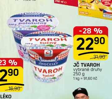 JČ TVAROH vybrané druhy 250 g