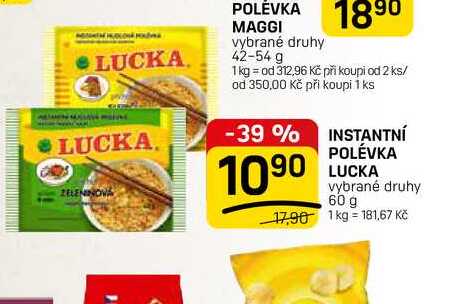 INSTANTNÍ POLÉVKA LUCKA vybrané druhy 60 g 
