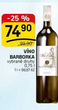VÍNO BARBORKA vybrané druhy 0,75l