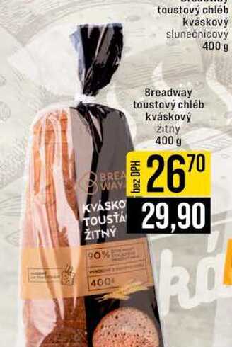 Breadway toustový chléb kváskový žitný 400 g