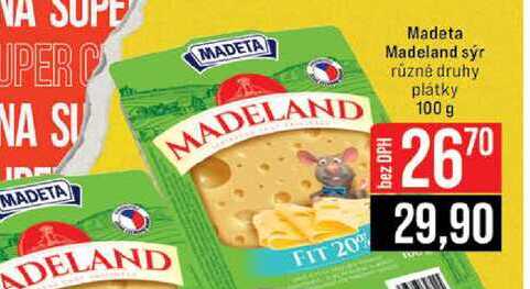 Madeta Madeland sýr různé druhy plátky 100 g