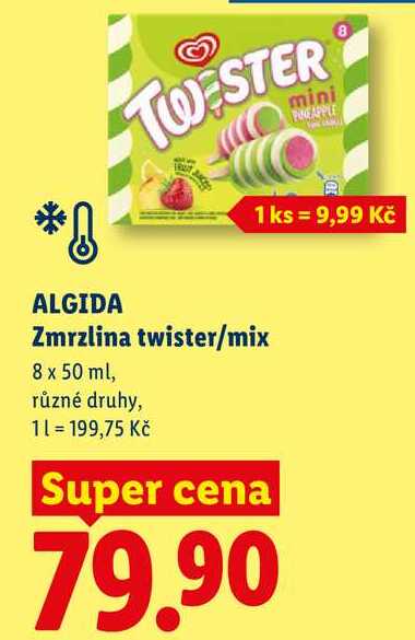 ALGIDA Zmrzlina twister/mix, 8 x 50 ml