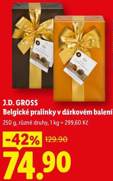 J.D. GROSS Belgické pralinky v dárkovém balení, 250 g
