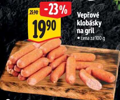 Vepřové klobásky na gril, cena za 100 g 