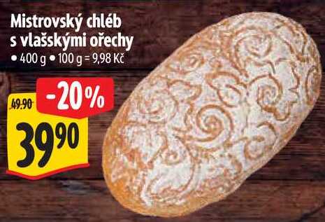 Mistrovský chléb s vlašskými ořechy, 400 g