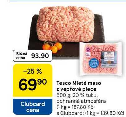 Tesco Mleté maso z vepřové plece, 500 g