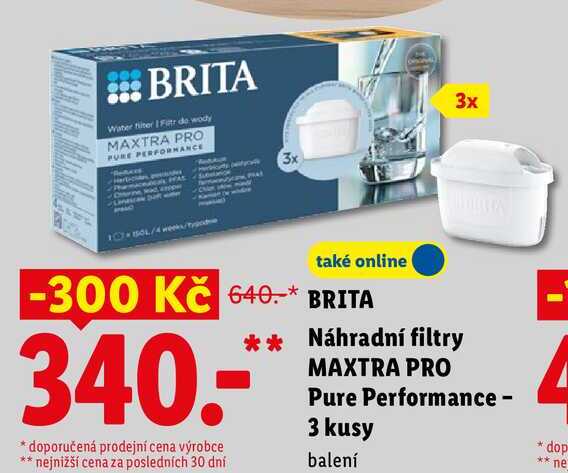 BRITA Náhradní filtry MAXTRA PRO Pure Performance - 3 kusy