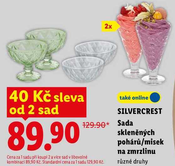 SILVERCREST Sada skleněných pohárů/misek na zmrzlinu