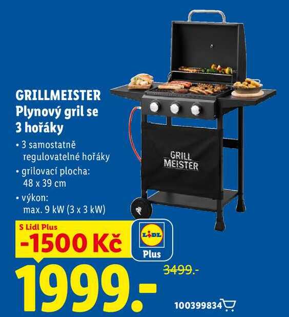 GRILLMEISTER Plynový gril se 3 hořáky  