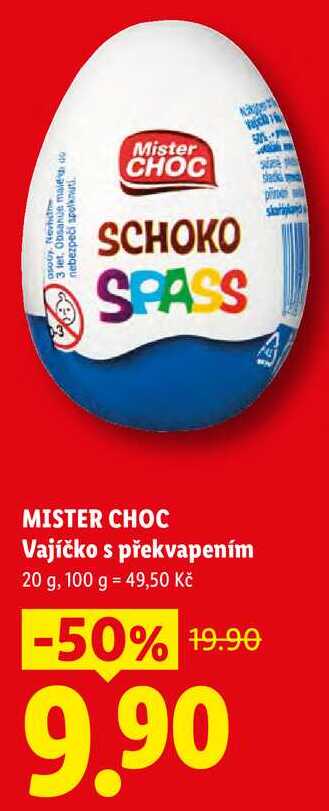 MISTER CHOC Vajíčko s překvapením, 20 g 