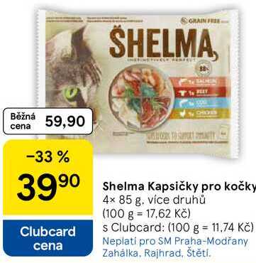 Shelma Kapsičky pro kočky, 4× 85 g