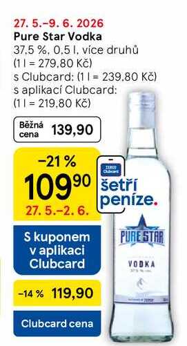 Pure Star Vodka 37.5 %, 0.5 l v akci
