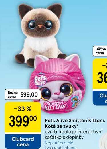 Pets Alive Smitten Kittens Kotě se zvuky, uvnitř koule je interaktivní koťátko s doplňky