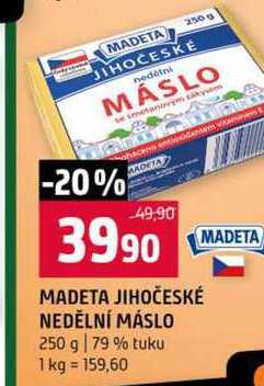MADETA JIHOČESKÉ NEDĚLNÍ MÁSLO 250 g 79% tuku 