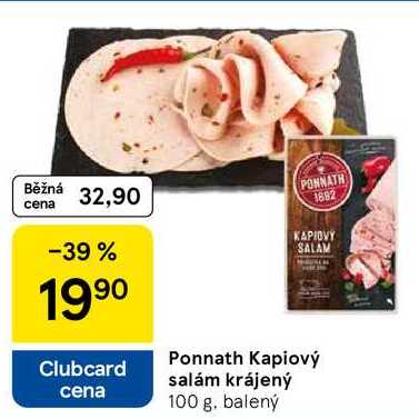 Ponnath Kapiový salám krájený, 100 g. balený