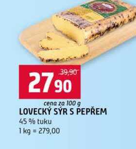 LOVECKÝ SÝR S PEPŘEM 45% tuku 100g