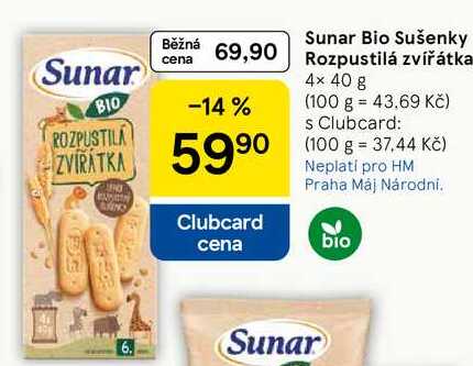 Sunar Bio Sušenky Rozpustilá zvířátka, 4× 40 g 
