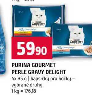 PURINA GOURMET PERLE GRAVY DELIGHT 4x 85 g kapsičky pro kočky vybrané druhy 