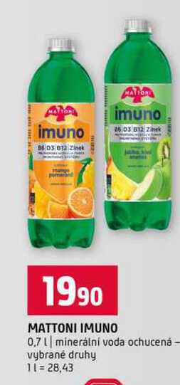 MATTONI IMUNO 0,7l minerální voda ochucená vybrané druhy