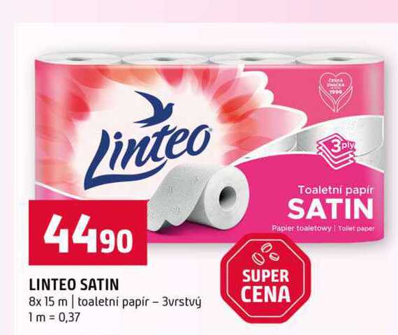LINTEO SATIN 8x 15 m toaletní papír 3vrstvý 