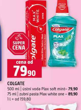 Colgate 500 ml ústní voda Plax soft mint 75 ml zubní pasta Max white one