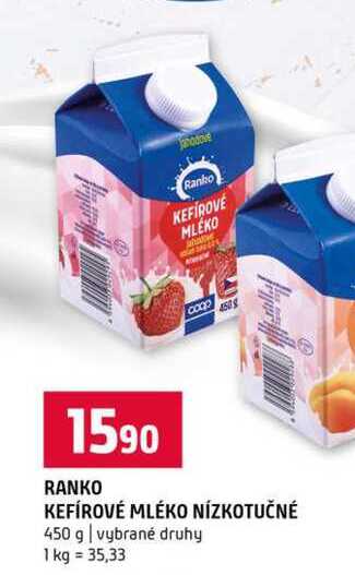 RANKO KEFÍROVÉ MLÉKO NÍZKOTUČNÉ 450 g vybrané druhy