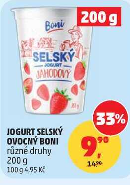 JOGURT SELSKÝ OVOCNÝ BONI různé druhy, 200 g