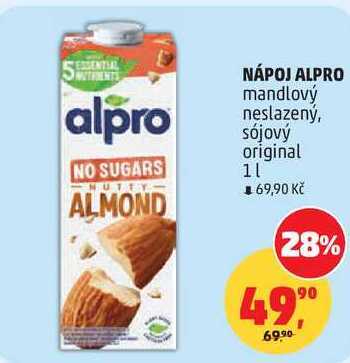ALMOND NÁPOJ ALPRO mandlový neslazený, sójový original, 1 l