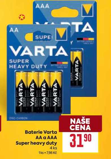 Baterie Varta AA a AAA Super heavy duty 4 ks