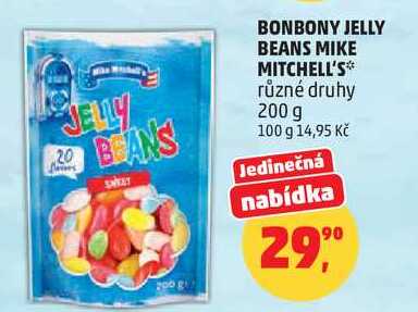 BONBONY JELLY BEANS MITCHELL'S různé druhy, 200 g