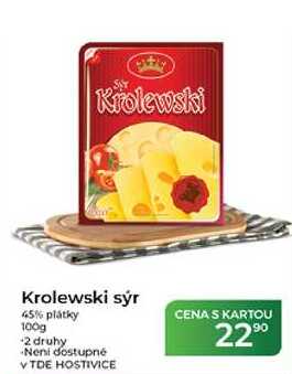 Krolewski sýr 45% plátky 100g